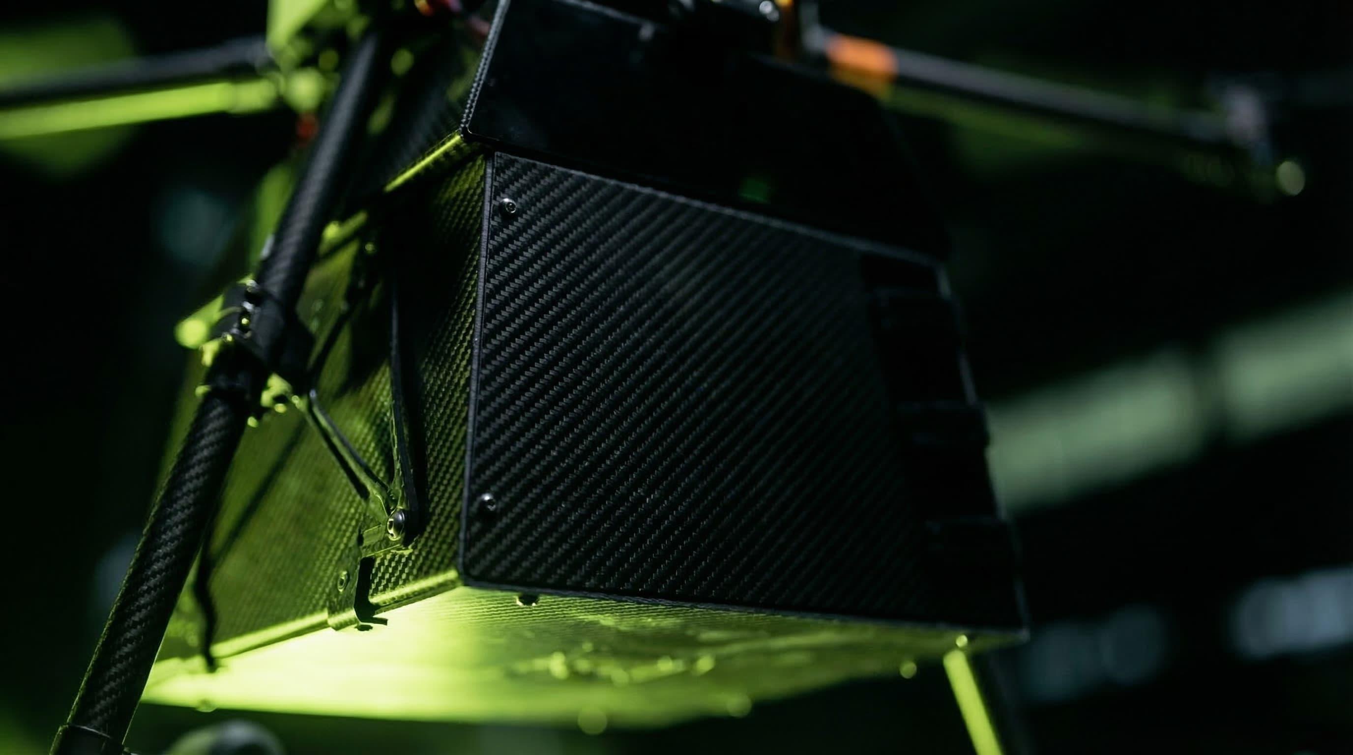 Atlas modular carbon fibre payload bay — close-up