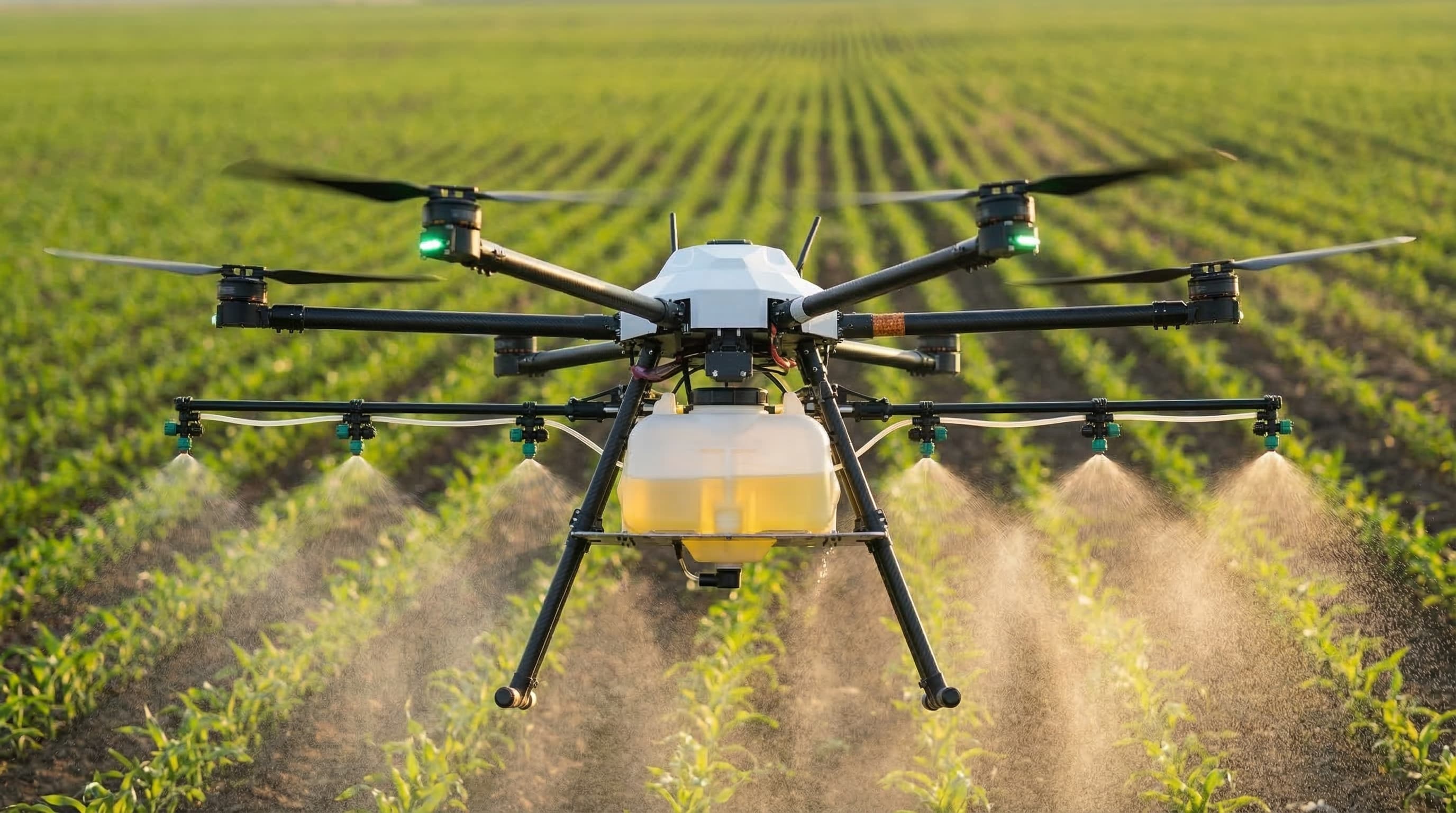 Maize — early season spray, golden crop rows